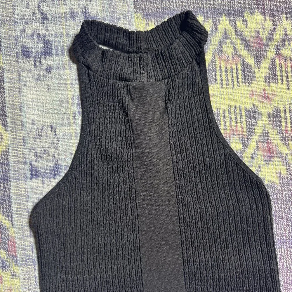 Intimately Free People Black High Neck Crop Tank Women's Size Medium/Large M/L - Picture 2 of 5
